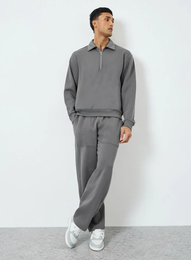 Styli Men Grey Sweatshirt and Joggers Co-Ords
